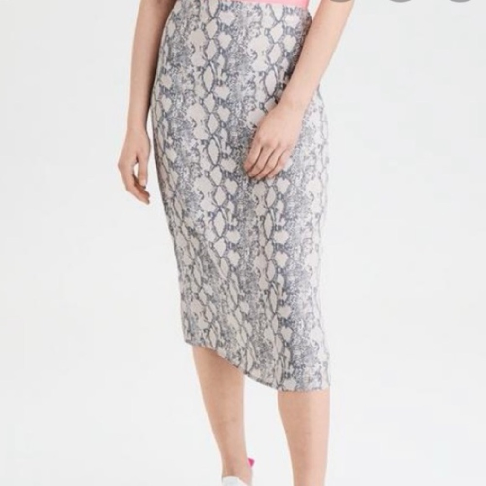 American Eagle Outfitters Gray Asymmetrical Pencil Midi Skirt